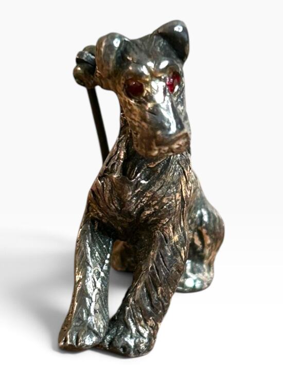 Unbranded Jewelry - Vintage Silver Tone Terrier Dog Brooch Pin Red Rhinestone Eyes Figural 1960s